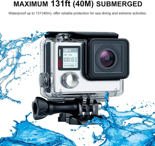 Vista 2 de Funda impermeable para GoPro Hero 4 3 3+, 131 pies, protección subacuática, accesorios ideales para buceo, esnórquel, surf, buceo, carcasa de buceo