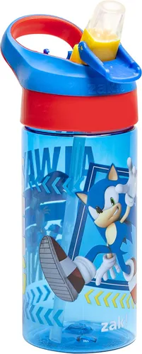 Vista 4 de Zak Designs Minecraft - Botella de agua para niños con popote y asa de transporte integrado, hecha de plástico, diseños de botellas de agua a prueba