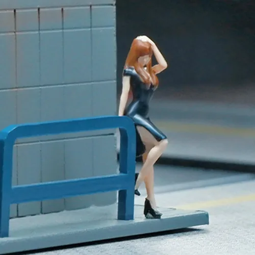 Vista 4 de Figuras de mujer modelo 1/64 en miniatura, accesorios de fotografía, figuras de simulación para decoración de escenas de bricolaje