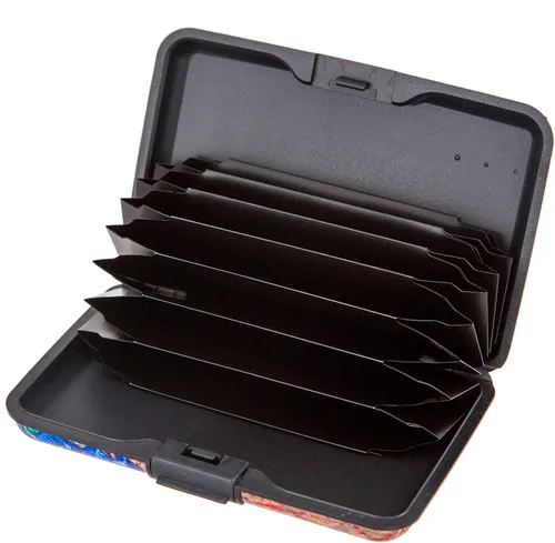 Vista 5 de RFID Blocking Credit Card Holders for Women Men Aluminum Wallet Slim Small Metal Business Hard Case (Almond Blossoms)