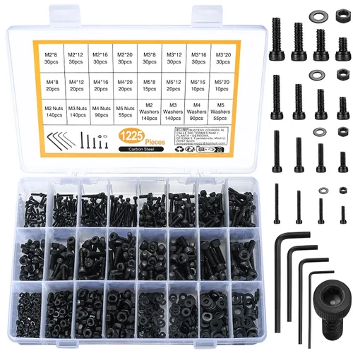 Vista 11 de 1110 tornillos métricos pequeños M3 con tuercas, kit surtido de tapas de cabeza hexagonal y tuercas, tornillos y pernos de repuesto de acero Plata