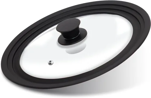 Vista 8 de Lerykin Juego de 2 Tapas de Vidrio Templado - Tapas Universales con Borde de Silicona Resistente al Calor para Ollas, Sartenes y Skillets - Tapas