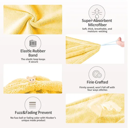 Vista 2 de TeamDeng Toalla de microfibra para el cabello, paquete de 2 turbantes para el cabello mojado, toallas de secado para cabello rizado para mujeres