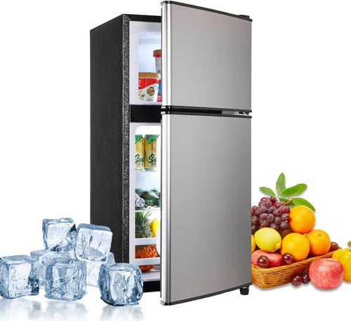 Vista 14 de 3.3 pies cúbicos Mininevera con congelador, refrigerador compacto con termostato ajustable de 7 niveles, refrigerador para dormitorio, cocina
