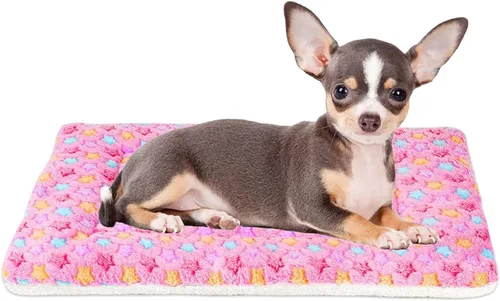 Vista 32 de Mora Pets Cama para gatos, almohadilla para jaula para perros, cama ultrasuave para mascotas con bonito estampado de estrellas, tapete lavable