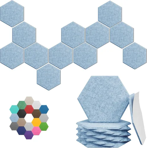 Vista 56 de Paneles acústicos hexagonales, paquete de 12 paneles de absorción de sonido de alta densidad de 12 x 10 x 0.4 pulgadas para mejorar la reducción