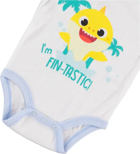 Vista 6 de Baby Shark Baby Boys Infant 3 Piece One Piece Bodysuit with Pull on Pant and Matching Accessory