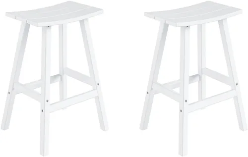 Vista 62 de Costaelm Juego de 2 taburetes de bar para todo tipo de clima, 29 pulgadas de altura, taburetes de bar Adirondack de polietileno para patio, terraza