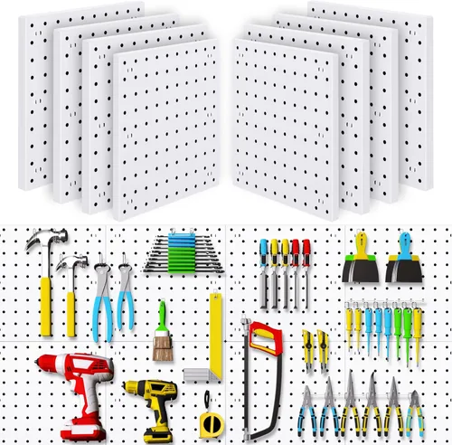 Vista 11 de 4 piezas de tablero de clavijas, tablero de clavijas negro para montaje en pared, tablero de clavijas de ABS para sala de manualidades, garaje