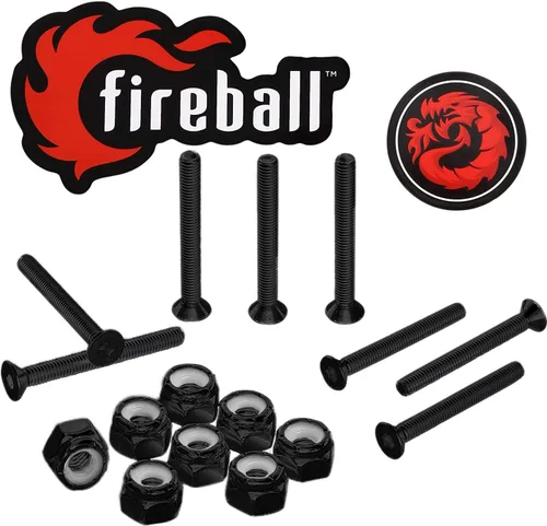 Vista 8 de Fireball Dragon Skateboard Hardware Kit Negro – Juego de tornillos de montaje y tuercas para Longboard Skateboard & Cruiser – Tornillos de montaje