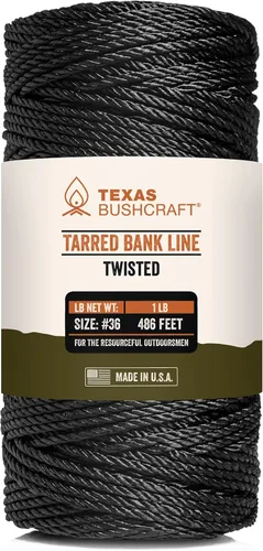 Vista 11 de Texas Bushcraft Tarred Bank Line Twine - #36 Cuerda de nailon negro para pesca, camping y supervivencia al aire libre – Cordón resistente