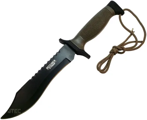 Vista 3 de Cuchillo táctico de caza de supervivencia Bowie 12 pulgadas combate militar hoja fija Jvr57