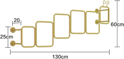 Vista 2 de Percheros de pared, barra de ropa colgante dorada, soporte de poste de exhibición de tienda de ropa