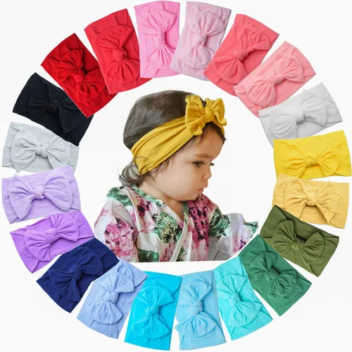 Vista 14 de CÉLLOT Diademas de nudo suaves súper elásticas con lazos para el cabello, vendas para la cabeza, accesorios para el cabello para recién nacidas