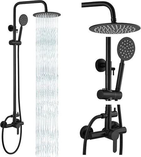 Vista 10 de gotonovo SUS304 accesorio de ducha al aire libre Sistema de ducha de alta presión Combo montaje en pared 2 doble función grifo de ducha conjunto