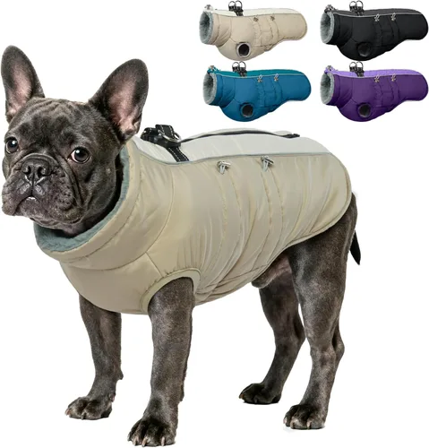 Vista 10 de IDOMIK Abrigo cálido para perros con arnés, chaquetas reflectantes impermeables para perros pequeños, medianos y grandes, chaqueta de invierno