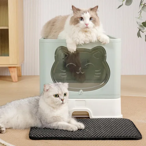 Vista 21 de XL Enclosed Cat Litter Box with Stainless Steel Drawer & Lid - Extra Large, Leak-Proof and Odor-Control Covered Design Litter Tray or Indoor Cats