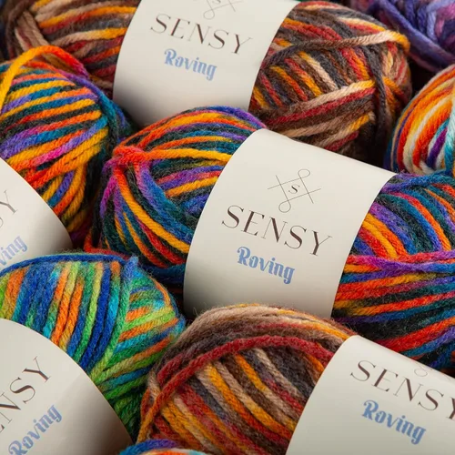 Vista 7 de Sensy Roving - Ovillo de lana multicolor, 3.5 onzas, 132 yardas, calibre 5, voluminoso (otoño)