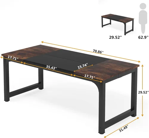 Vista 181 de Tribesigns - Escritorio moderno para computadora, 70.8 x 35.4 pulgadas, escritorio ejecutivo grande de oficina, mesa de estudio, estación de trabajo