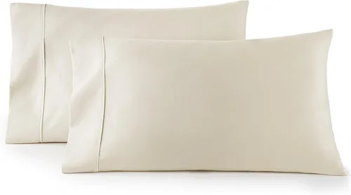 Vista 17 de Juego de 2 fundas de almohada de algodón puro de fibra larga de 800 hilos, tamaño cuadrado blanco (26 x 26 pulgadas), fundas de almohada suaves