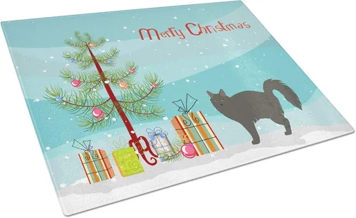 Vista 5 de Caroline's Treasures CK4739LCB Abyssinian Cat Merry Christmas Glass Cutting Board Large Decorative Tempered Glass Kitchen Cutting and Serving Board