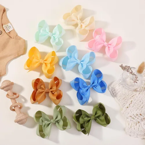 Vista 24 de 50 lazos para el cabello de 3 pulgadas para niñas, cinta de grogrén, accesorios para el cabello con pinzas de cocodrilo para niños pequeños, bebés