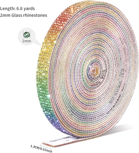 Vista 2 de Tiras autoadhesivas de diamantes de imitación, cinta de diamantes de imitación de 0.079 pulgadas con diamantes de imitación brillantes para teléfono