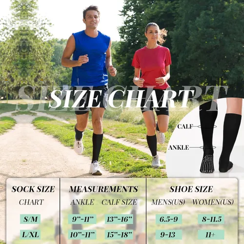 Vista 2 de Xtinmee 6 Pairs Non Slip Compression Socks Maternity Compression Socks 20-30 Mmhg Anti Skid Compression Socks Hospital Socks with Grips for Men and