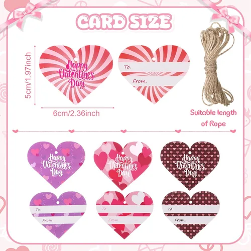 Vista 3 de Jerify 12 patos de goma de San Valentín de 2 pulgadas a granel con tarjetas de regalo, mini patos de goma con corazón, juguetes de baño, regalo