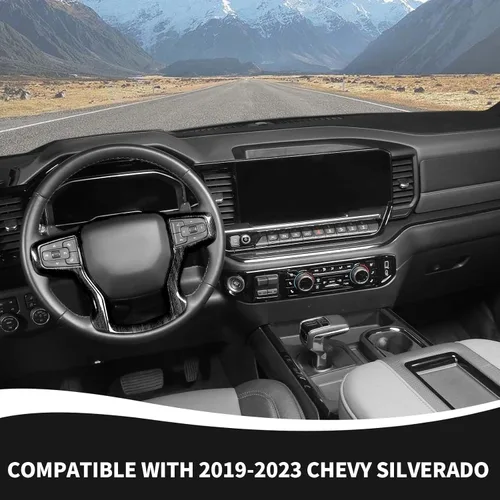 Vista 3 de RAZPOY Funda de Tapa de Volante Compatible con Chevy Silverado y Suburban 2019-2022 & 2020-2023 & Tahoe 2021-2023, Negro Grano de Madera