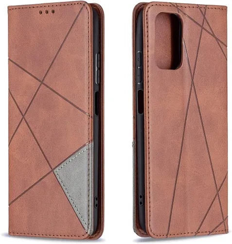 Vista 9 de Funda con tapa para Xiaomi Redmi Note 10 4G/Note 10S, Rhombus Patrón Premium Cartera de cuero Kickstand Cubierta de cierre magnético Rojo
