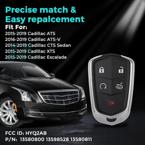 Vista 2 de HelloAuto Funda para llave de coche con entrada sin llave compatible con Cadillac ATS Escalade XTS CTS XT5 2014-2019, para Cadillac CTS Sedán
