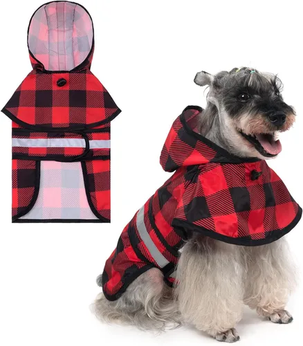 Vista 8 de KOOLTAIL Impermeable para Perros con Capucha Chubasquero Poncho con Agujero para Correa, Impermeable para Perros Pequeños y Medianos, Chaqueta