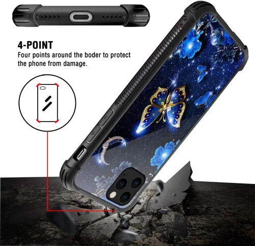 Vista 4 de Funda compatible con iPhone 12 Mini, diseño de mariposa en el espacio, compatible con funda para iPhone 12 Mini, para niñas y mujeres, a prueba