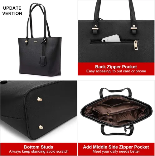 Vista 5 de LOVEVOOK Monederos y bolsos de mano para mujer, bolsos de mano de moda, bolso de hombro con asa superior, juego de 3 piezas