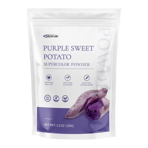 ORGFUN Polvo de batata morada, polvo Ube 100% natural (ñame morado), de origen local, sin aditivos sin gluten, 5.3 onzas
