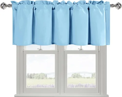 Vista 76 de DWCN Cenefa de cocina para ventanas, cortina de baño/sótano para tratamiento de ventanas, cortinas cortas de 18 pulgadas, 1 panel, 52 x 18 pulgadas