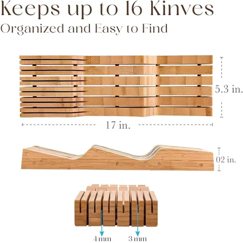 Vista 5 de Bellemain organizador de cuchillos para cajón 100% puro bambú