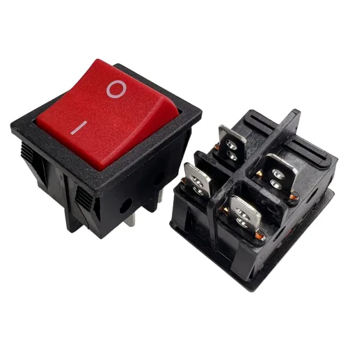 Vista 19 de Interruptor basculante DPST On-Off Unilluminated Negro 4 Pin 1.220x0.984 in Rectangular Snap-in Interruptor de alimentación de palanca