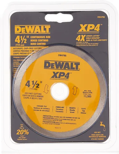 Vista 4 de DEWALT Hoja de diamante para azulejos porcelánicos, húmedo/seco, 4-1/2 pulgadas (DW4765)