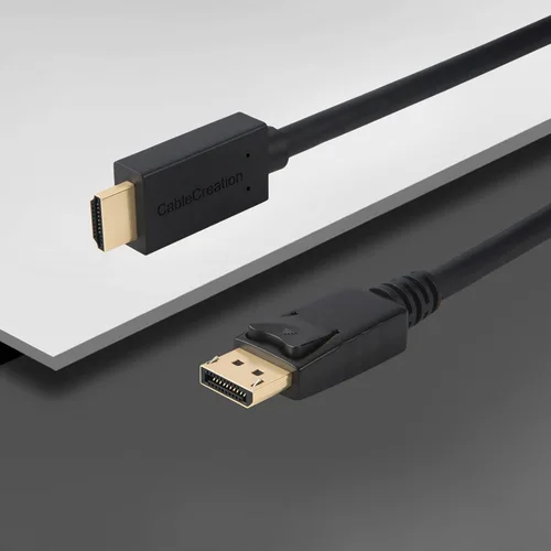 Vista 4 de CableCreation Cable DisplayPort a HDMI activo 4K de 6 pies, DP a HDMI DP 1.2 4K x 2K y cable de monitor de audio/video 3D, compatible con múltiples