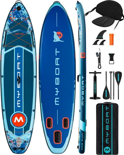 Vista 11 de MYBOAT Tabla de remo inflable extra ancha de 11 pies y 6 pulgadas x 34 pulgadas x 6 pulgadas, tabla de remo de pie para pesca, tabla de sup con 3