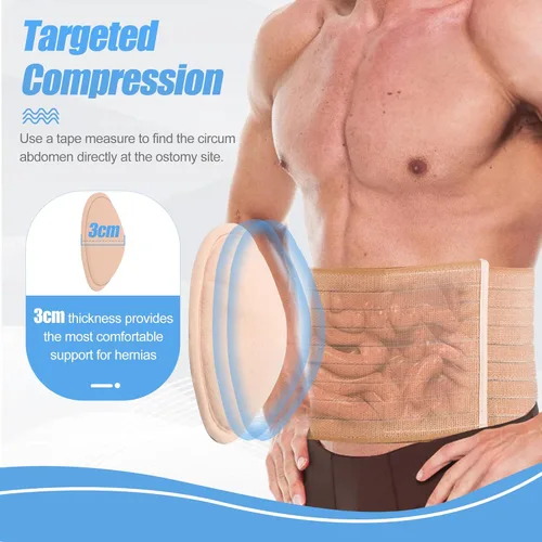 Vista 5 de Cinturón de hernia umbilical para hombres y mujeres, carpeta de apoyo abdominal con almohadilla de compresión para soporte de hernia del ombligo