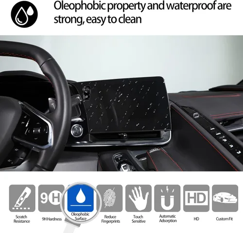 Vista 6 de Protector de pantalla GPS compatible con Chevrolet Corvette C8 2020-2025, protector de pantalla de navegación, pantalla táctil central, película