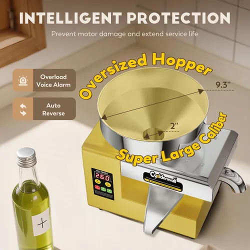 Vista 5 de CGOLDENWALL Máquina de prensa de aceite, fabricación automática de aceite, extractor de aceite eléctrico para prensado en frío y caliente