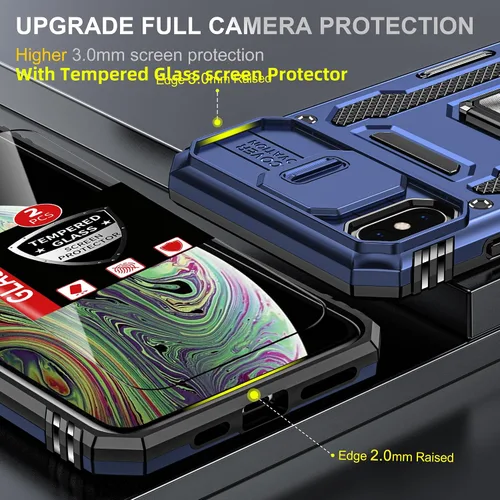 Vista 64 de Funda para iPhone 12 Pro Max con 2 protectores de pantalla, cubierta deslizante integrada para cámara para 12Pro Max, funda para teléfono