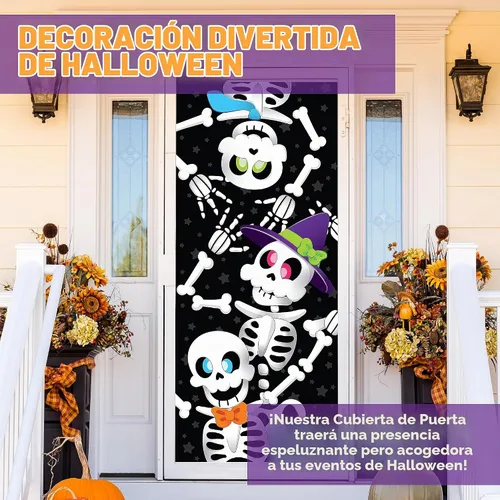 Vista 3 de JOYIN 3 piezas de 30 x 72 pulgadas para puerta de esqueleto, decoración de Halloween, decoración de interiores, casa embrujada, decoración