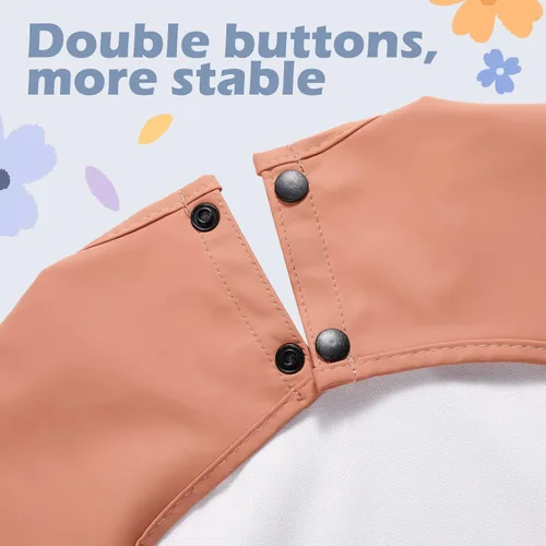 Vista 5 de JaGely Paquete de 4 baberos de manga larga para bebé, impermeables, de manga larga, babero para comer, babero de alimentación con receptor