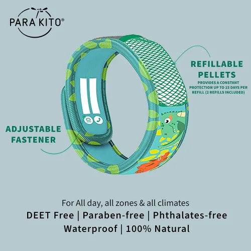 Vista 2 de PARAKITO Pulseras de insectos y mosquitos para niños Alternativa al aerosol de mosquitos Impermeable pulsera para insectos al aire libre