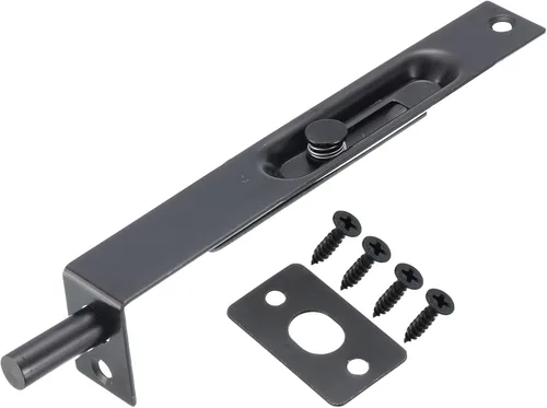 Vista 8 de uxcell Perno empotrado, cierre oculto de acero inoxidable de 6 pulgadas para puertas compuestas de madera, puertas dobles, tono plateado, 2